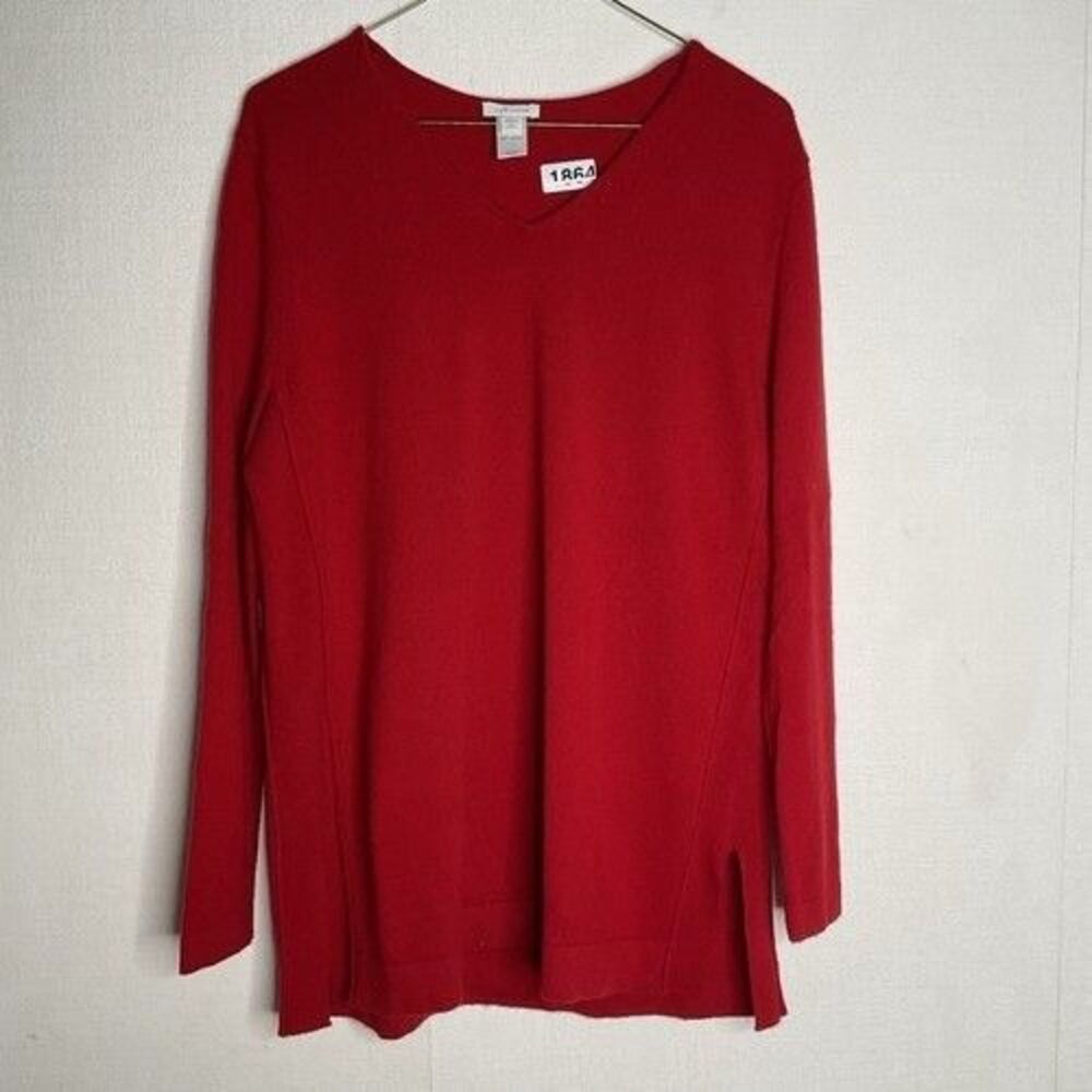 NWOT J. Jill Red 100% Cashmere V-Neck Sweater Women Size M Petite